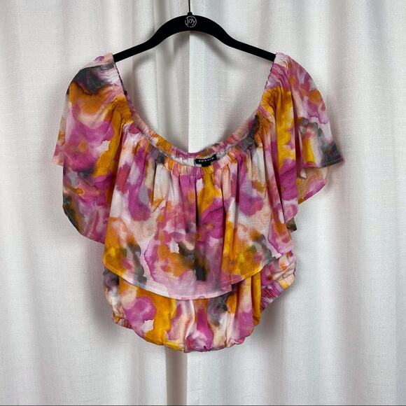 Torrid Pink&Orange Watercolor Tie Dye Skirt&Crop Set Sz.1 NWT - Picture 4 of 16